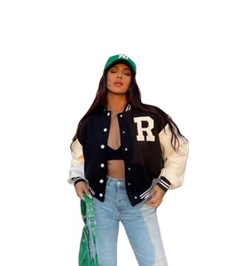 2025 Autumn Women's Long Sleeve Bomber Jackets Streetwear Y2K Female Casual <b>Stand</b> Collar Letters Print <b>Coats</b> Tops Varsity Jacket - Product Image 1