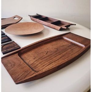 ถาดเสิร์ฟไม้พิมพ์ลายสวยงามสำหรับชา กาแฟ ขนม อาหารเช้า ของตกแต่งบ้าน ถาดครัว - Product Image 1