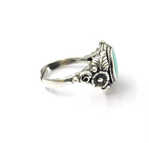 Anillo de Plata 925 con Textura Floral y Piedra Turquesa, Regalo Perfecto para Cualquier Ocasión |   Colección de Joyería Hecha a Mano - Product Image 3