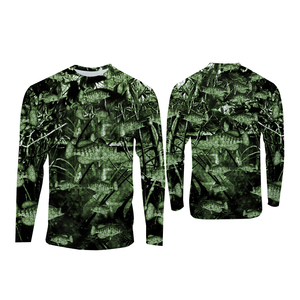 Manches longues unisexes 100 % polyester, respirantes, imprimées sur le devant, anti-UV UPF 50, imperméables et antibactériennes, pour la pêche, personnalisables OEM en usine - Product Image 5