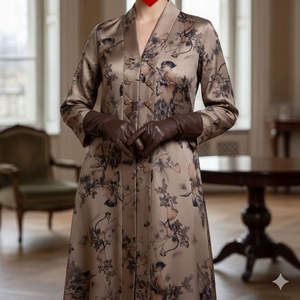 Robe abaya musulmane élégante pour tous les jours, avec boutons fantaisie, design plissé, coupe droite, motif floral, et foulard islamique dupatta importé. - Product Image 1