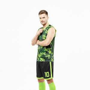 ชุดฝึกซ้อมฟุตบอลแบบไม่มีแขนพรีเมียม แห้งเร็ว ชุดฟุตบอลสีเขียวแบบกำหนดเอง เสื้อแขนกุดโพลีเอสเตอร์ 100% พร้อมกางเกงขาสั้น - Product Image 2