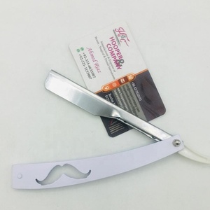 Nouveau rasoir de barbier blanc en acier inoxydable, rasoir droit à lame unique, rasoir de barbier avec logo personnalisé, lame remplaçable, emballage - Product Image 5