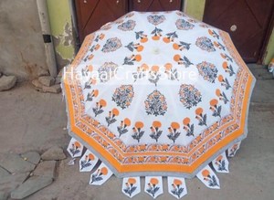 Parasol rond de jardin imprimé à la main motif floral, protection solaire, pour terrasse et extérieur, style classique, pliable, avec tube en fer - Product Image 2