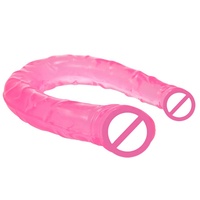 Estimulador sexual realista de silicona de doble extremo transparente para lesbianas, juego anal, Dong largo Flexible con función de doble cara, consolador suave