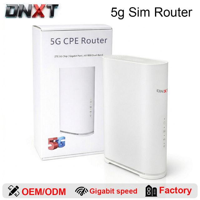DNXT Wifi Router 5g with Sim Card Slot Gigabit Wifi Router 5g Dual-band 5g Sim-karten-router DC 5g Lte Wireless Modem Office Use
