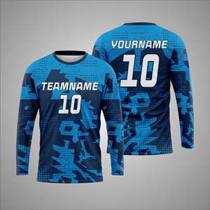 Camiseta deportiva de manga larga con sublimación personalizada – Camiseta de entrenamiento atlético con impresión de número y nombre de equipo personalizados - Product Image 1