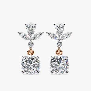 Pendientes Colgantes de Oro de 14K con Diamantes Cultivados en Laboratorio, Forma Marquesa, Joyería Elegante, Regalo para Mujer, para Fiestas y Eventos - Product Image 1