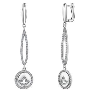 Boucles d'oreilles en argent avec cristaux, motif éfeuille découpé, longues pampilles ovales et breloque feuille ronde, bijoux élégants pour femme, cadeau de fête - Product Image 1