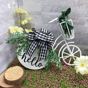 <b>Miniature</b> 1:12 Unisex Natural Wooden Dollhouse Furniture Toys PC Material Hanging Ornaments with Purple Flower & Ribbon - Product Image 5