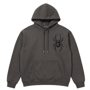 เสื้อฮู้ดดี้สตรีทแวร์ทรงหลวมพิมพ์ลายสกรีนแบบพัฟฟ์ความหนาแน่นสูง แต่งขอบแขนเสื้อแบบริบ สำหรับผู้ชายและผู้หญิง - Product Image 1