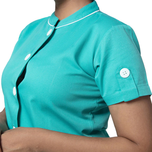 Conjunto de Uniformes Médicos de Enfermería para Mujer, a la Moda, con Cierre de Botones, Cuello Redondo, Manga Corta, con Diseño Personalizado - Product Image 5