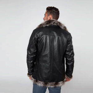 Chaqueta de Invierno para Hombre, de Cuero y Lona, Cuello Alto, Diseño Personalizado, Impermeable, Ecológica, Máxima Comodidad - Product Image 4