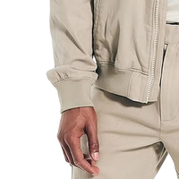 Blouson bomber beige pour homme, léger, fermeture éclair intégrale, col montant, coupe-vent, veste décontractée pour le printemps