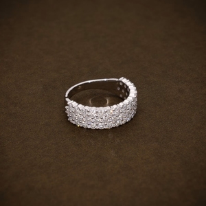 925 Sterling <b>Silver</b> Moissanite Fine Jewelry <b>Ring</b> 3 Rows <b>Eternity</b> Wedding <b>Ring</b> Band for Women - Product Image 3