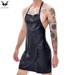Tablier en cuir sexy pour homme, tenue de club exotique, tablier ouvert sur le devant pour homme, uniforme de fête, tablier de serveur en similicuir, costume de fête professionnel - Product Image 3