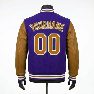 High Quality <b>Men's</b> Stylish Letterman <b>Jacket</b> with Stand Collar and Front Logo 100% Cotton Breathable Design <b>Cheap</b> Price OEM - Product Image 4