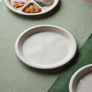 Plato Redondo Ecológico de Bagazo Blanco de 10 Pulgadas, Vajilla Desechable Sostenible para Restaurantes, Catering y Eventos - Product Image 5