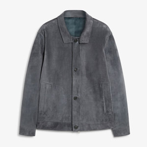 Chaqueta Casual de Invierno Premium Grayson de Gamuza Marrón con Cuello Estilo Camisa y Forro de Viscosa - Product Image 1