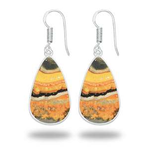 Girls Party Wholesale Beautiful Trendy Cute Natural <b>Bumble</b> <b>Bee</b> Jasper Multi Shape Silver Plated Bezel Dangle <b>Earring</b> for Women - Product Image 4