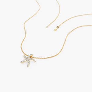 Collar con Colgante de Estrella de Mar Chapado en Oro de 14k, Plata de Ley 925 con Moissanita, Joyería Fina para Mujer, Perfecto para Fiestas - Product Image 2