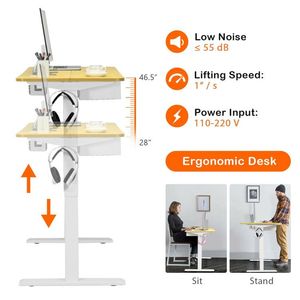 Bureau d'ordinateur électrique réglable en hauteur de 48 pouces avec panneau de commande et port USB - Product Image 3