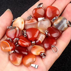 Pendentif en argent sterling avec cœur en agate rouge – Bijou de collier DIY en pierre précieuse naturelle - Product Image 1