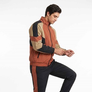 Custom Men's Nylon Windbreaker Jogger <b>Set</b> Quick Dry Color Block Zip-Up Hoodie and Pants Woven Sporty Tracksuit - Product Image 3