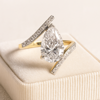 Bague de fiançailles et de mariage en moissanite 3 carats originale, coupe poire, sertissage en barrette, plaqué rhodium, argent sterling 925, vente en gros