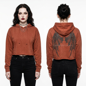 Sweat à capuche de luxe pour femme, couleur crème, avec strass, motif croix de vampire, ourlet asymétrique, motif épée en cristal au dos, style streetwear scintillant - Product Image 5