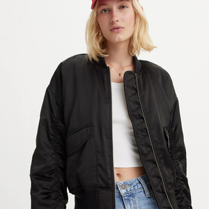 Vestes bomber en satin pour femmes de qualité supérieure, couleur noire, vêtements décontractés, veste en satin tendance pour femmes, avec service OEM - Product Image 3