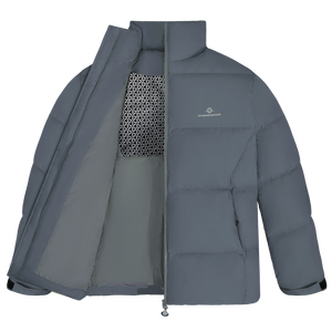 Men's <b>White</b> <b>Puffer</b> <b>Jacket</b> Stand Collar Zipper Closure Windproof Casual Winter <b>Jacket</b> Regular Fit Polyester Wadding - Product Image 6