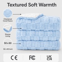 Plaid chauffant électrique à cordon OEM/ODM en jacquard à carreaux, Sherpa 50x60 pouces, chauffe rapidement, lavable
