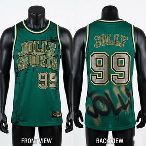 Camiseta de baloncesto para hombre, 180 GSM, malla transpirable de poliéster, panel en contraste, logotipo personalizado, 100% algodón, holgada, estampada. - Product Image 1