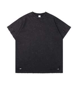 เสื้อยืดคอตตอนย้อมสีแบบแอซิดวอช 230 กรัม ทรงหลวมสไตล์วินเทจ เสื้อผ้าสตรีทแวร์ ยูนิเซ็กซ์ ผ้าคอตตอนแท้ - Product Image 2