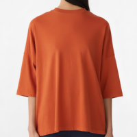 T-shirt personnalisé à col rond pour femme, été, coton épais 220 GSM, 100 % coton respirant, logos brodés sur mesure, appliqués, coupe ample