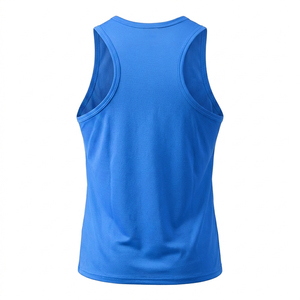 Solid Blue Wide Shoulder Tank Tops Slim Fit Gym Fitness Running <b>Vest</b> for Workout & Casual Wear - Product Image 2