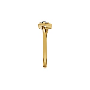 Bague solitaire en or jaune avec diamant rond taille brillant, sertie clos, minimaliste, pour fiançailles, bijoux unisexe - Product Image 2