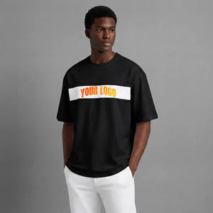 T-shirt pour homme, coupe classique, couleur personnalisée, blanc, rayures horizontales contrastées, manches courtes, col rond, jersey décontracté, tricoté, 100% coton - Product Image 4