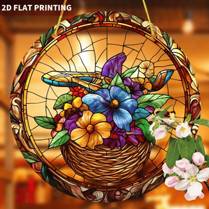 CIFbuy Panier suspendu rond en acrylique attrape-rêves, fleurs et cristaux colorés, décoration d'intérieur, TikTok pour service de retrait Temu - Product Image 3