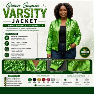 Cosh International Womens Shiny <b>Sequin</b> Varsity <b>Jacket</b> Sisterhood Zipper Wholesale Fashion Streetwear Outerwear Up - Product Image 6