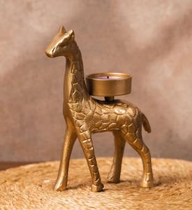 Antique Brass giraffe <b>Candle</b> Holder Retro Stag Reindeer Figurine Tea Light Stand for Home Decor & Christmas Tabletop - Product Image 1