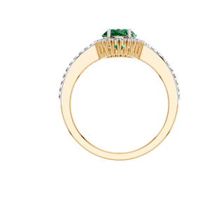 Bague halo en or 14 carats avec émeraude naturelle taille ovale 1,5 carat |   Bague de fiançailles et de fête minimaliste pour femmes |   Certifié IGI - Product Image 4