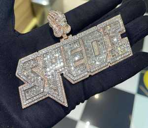 Pendentif personnalisé en moissanite avec nom, style Hip Hop, breloques VVS Iced Out, pendentif lettre en argent 925, pendentif en moissanite sur mesure - Product Image 6
