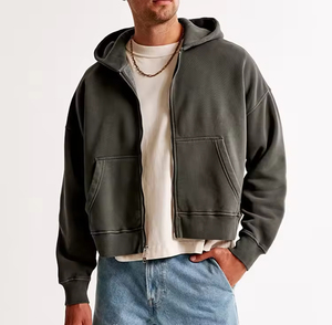 Sweat à capuche zippé surdimensionné personnalisé de haute qualité pour homme, prix abordable, double fermeture éclair, molleton épais en coton, impression en relief, hiver - Product Image 2