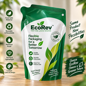 ซองซอส EcoRev แบบตั้งได้ ผลิตจากวัสดุ PP เคลือบอย่างยืดหยุ่น บรรจุภัณฑ์เกรดอาหาร ทนทาน ป้องกันการรั่วซึม ใช้ซ้ำได้ รีไซเคิลได้ เป็นมิตรกับสิ่งแวดล้อม - Product Image 2