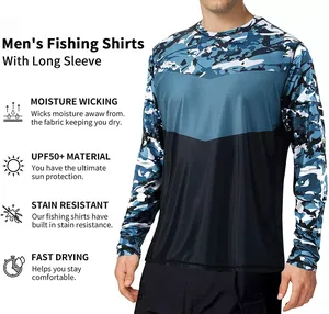 Sweat à capuche de pêche respirant à manches longues avec logo personnalisé, séchage rapide, protection UV SPF UPF 50, polyester durable, chemise de pêche pour homme - Product Image 5