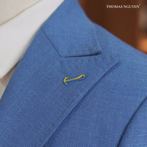 Traje de Dos Piezas para Hombre en Azul Playa - Colección de Color Natural de Alta Gama |   Chaqueta y Pantalones de Corte Entallado de Lujo - Product Image 3