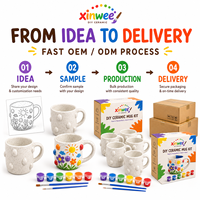 Kit Lukis Mug Keramik Bentuk Hati DIY Desain Hewan/Kartun Set Kerajinan Seni Personalisasi Mug Batu Berbintik Tren TikTok