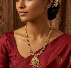 Collier en cuivre plaqué or traditionnel Divyoro pour femmes, cadeau de fiançailles, ensemble de bijoux pour mariage, design floral classique - Product Image 3